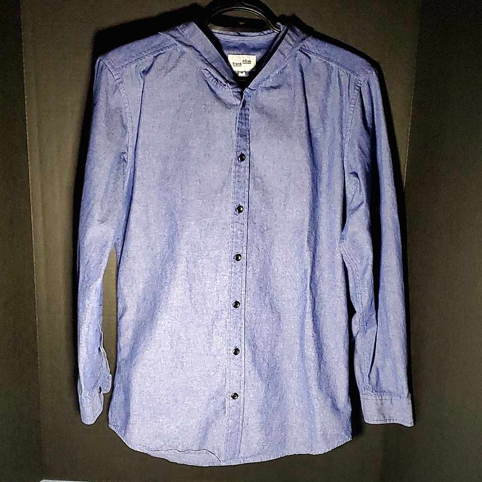 Frank + Oak Denim Patterned Hooded Button Down W/ Hood - Size Xsmall